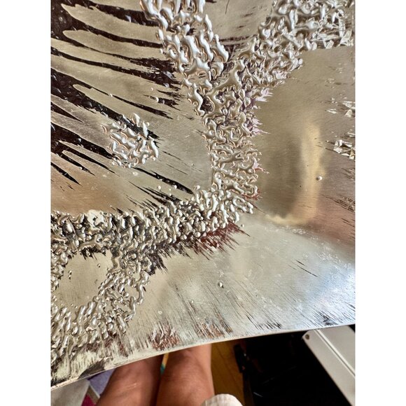 Mid-Century Modern Silver Burst Acrylic Platter Serving Tray Vintage 1960s-1970s - Picture 11 of 13